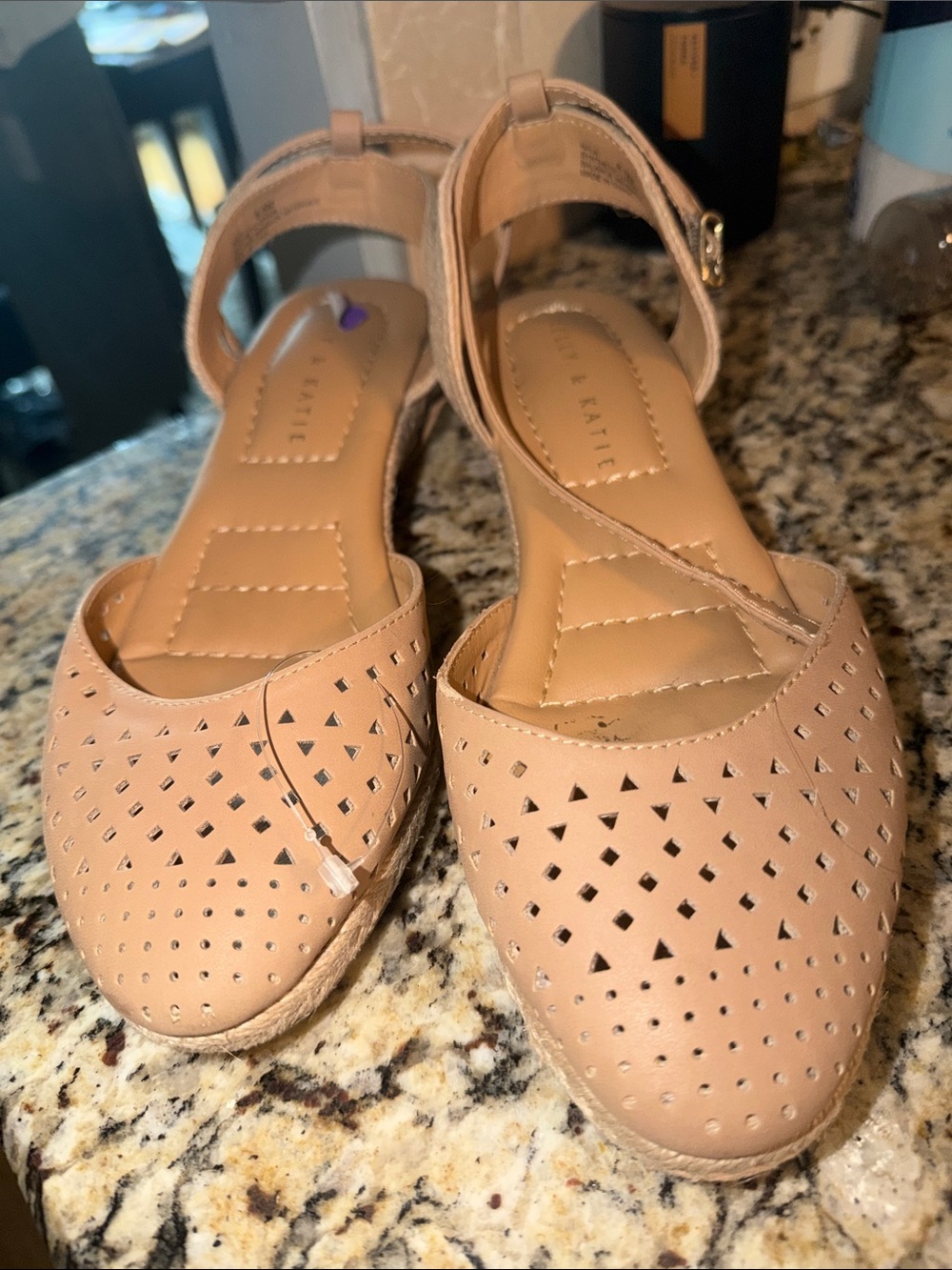Kelly & Katie Blush Cutout Ankle-Strap wedge Size 8, like new